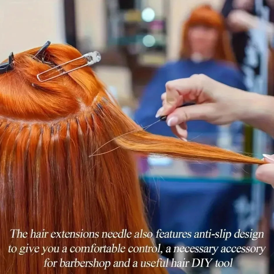 10 pcs Hair Extensions Loop Outil de crochet de traction d’aiguille Outil de boucle d’enfilage d’aiguille pour perles de microlien en silicone