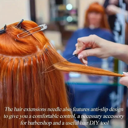10 pcs Hair Extensions Loop Outil de crochet de traction d’aiguille Outil de boucle d’enfilage d’aiguille pour perles de microlien en silicone