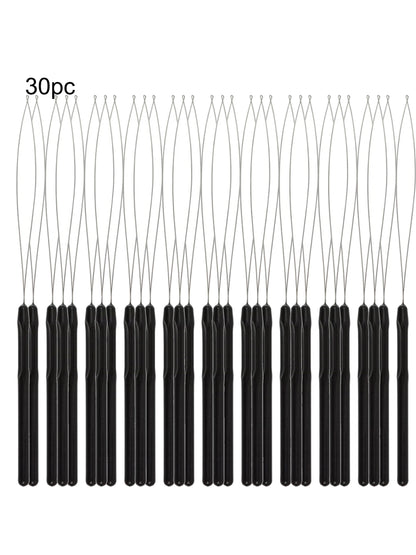 10 pcs Hair Extensions Loop Outil de crochet de traction d’aiguille Outil de boucle d’enfilage d’aiguille pour perles de microlien en silicone