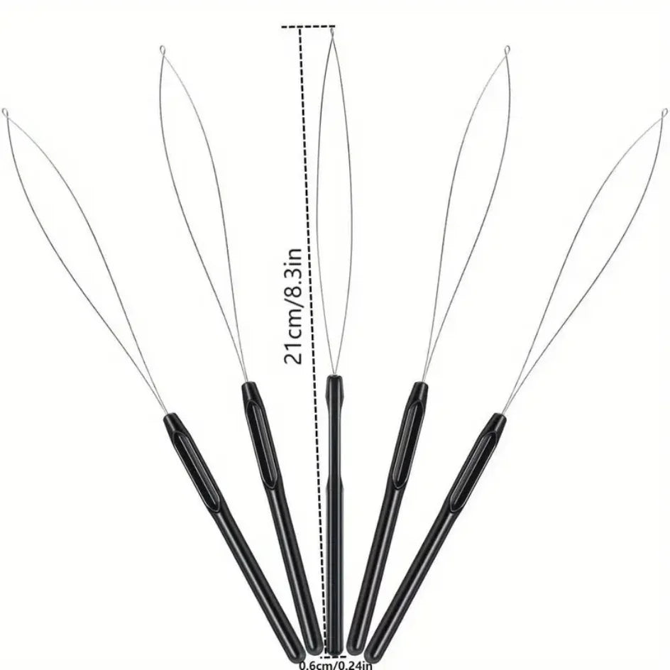 10 pcs Hair Extensions Loop Outil de crochet de traction d’aiguille Outil de boucle d’enfilage d’aiguille pour perles de microlien en silicone