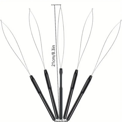 10 pcs Hair Extensions Loop Outil de crochet de traction d’aiguille Outil de boucle d’enfilage d’aiguille pour perles de microlien en silicone