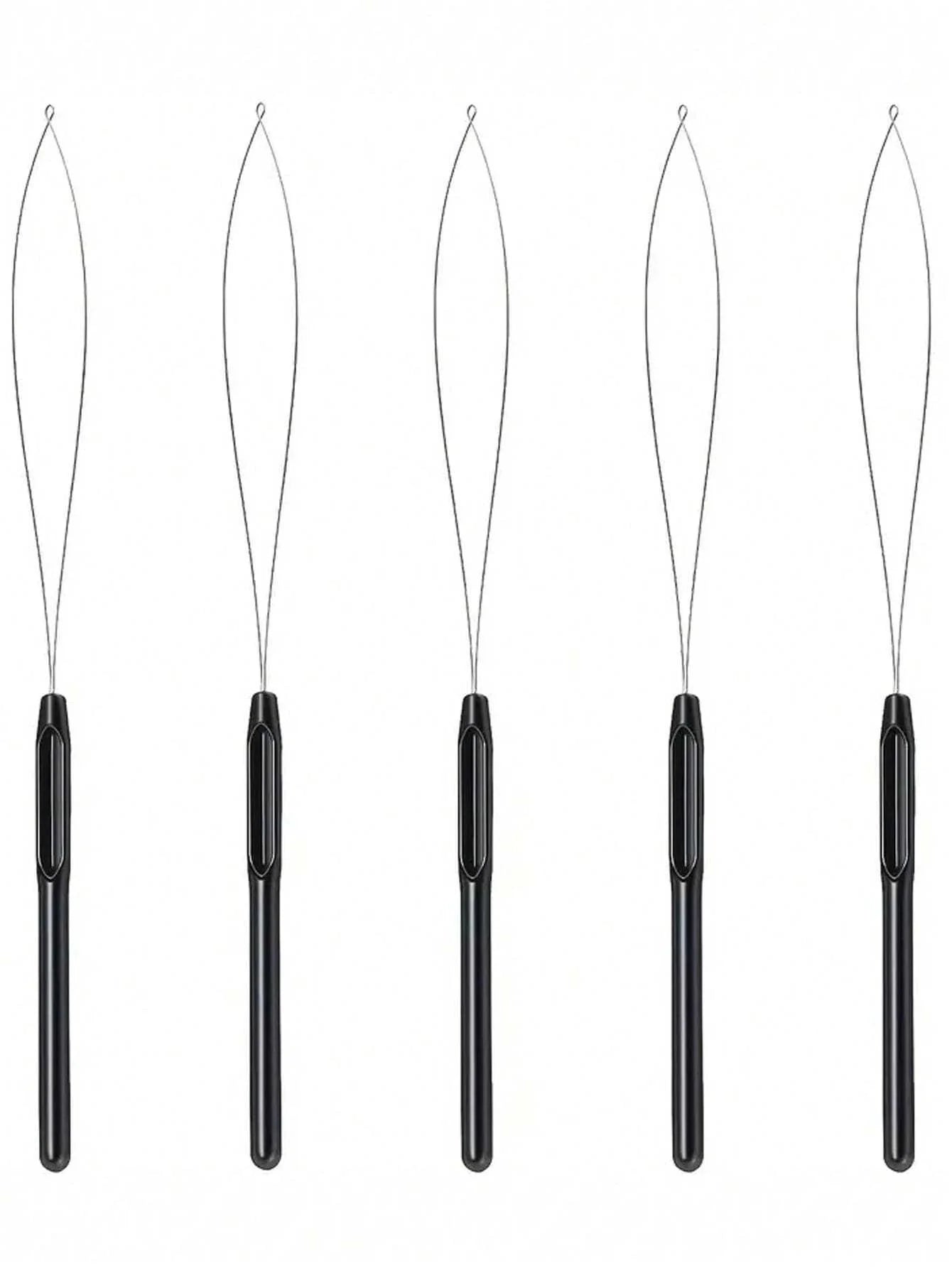 10 pcs Hair Extensions Loop Outil de crochet de traction d’aiguille Outil de boucle d’enfilage d’aiguille pour perles de microlien en silicone